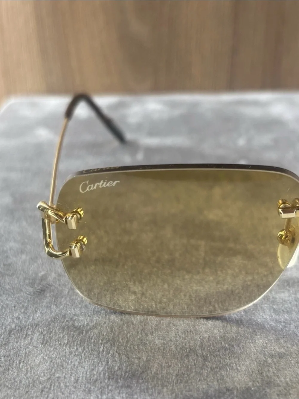 Cartier CT0330S 005 Rimless Gold Brown Gradient Sunglasses 59-19-145 w/ Case